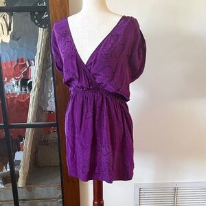 V-neck Wrap Dress with Black Nautical Print